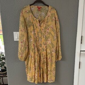 Sundance Yellow Floral Long Sleeve Dress